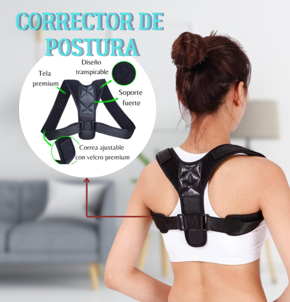 Corrector de postura con tela transpirable y correa ajustable